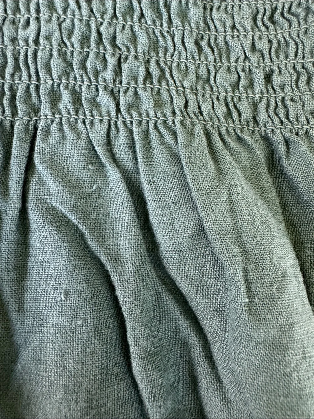 Madewell Linen-Blend Lucie Smocked Peplum Top in Faded Shale Size Medium